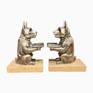 Art Deco Silver Pewter Bookends, 1930s, Set of 2