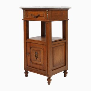 Table de Chevet Art Déco avec Plateau en Marbre de Carrare, France, 1910s