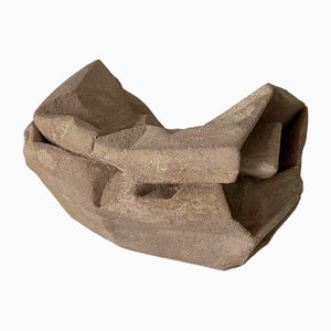 Roger Denton, Sac en Papier Scrunched, Sculpture en Calcaire, 21ème Siècle