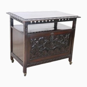 Bar Cart on Wheels in Beech Wood, Early 20th Century