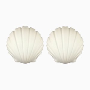 Shell-Shaped Opaline Glass Wall Lights from Limburg, Germany, 1970s, Set of 2