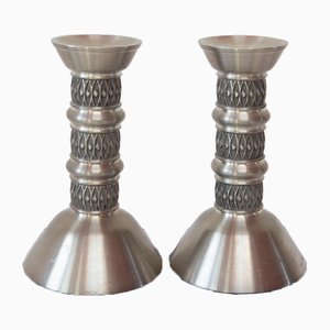 Vintage Norwegian Pewter Candleholders, Mästad, Norway, Set of 2