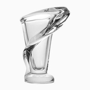 Vaso in vetro soffiato a mano in cristallo di Art Vannes Le Chatel, Francia, anni '50