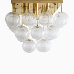 Large Pyramid Ice Glass Ceiling Lamp from Kalmar, Austria, 1960