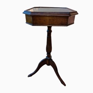 Neoclassical Octagonal Tripod Side Table in Walnut, 1950s