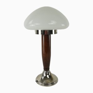 Lampe de Bureau Art Déco en Bois et Verre, France, 1930s