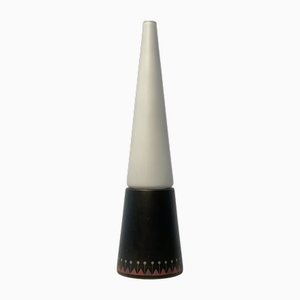 Mid-Century Conical Table Lamp in Glass & Wood by Hans-Agne Jakobsson for Hans-Agne Jakobsson Ab Markaryd, Sweden, 1950s