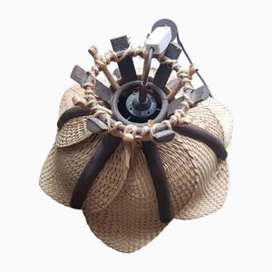 Lampada da soffitto in vimini e rattan