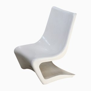Space Age Armchair in White Lacquered Fiberglass, 1970s