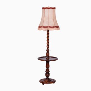 Art Deco Floor Lamp in Oak & Textile, Czech, 1920s