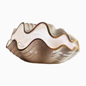 Lámparas de cerámica esmaltada nacarada en forma de concha de Bon Día, años 60. Juego de 2