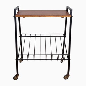 Mid-Century Teak and Iron Side Table with Magazine Rack, Denmark, 1960s