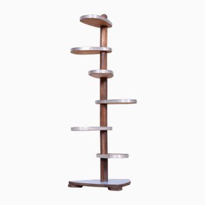 Mid-Century Flower Stand in Beech, Umakart & Aluminium, Czech, 1950s