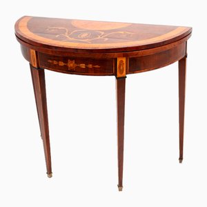 Mesa de juegos Demi Lune con incrustaciones de nogal, 1830