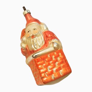 Vintage Glass Christmas Santa Claus Ornament, 1920s