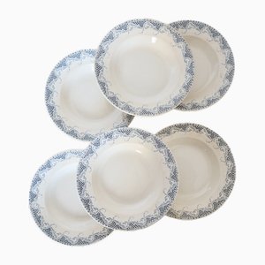 Tiefer Steingut Teller Modell Luchon von Sarreguemines, 1890er, 6 . Set