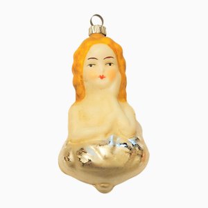 Angelo antico con albero di Natale in vetro, fine XIX secolo