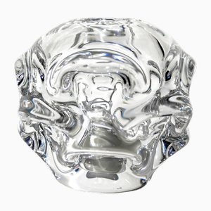 Sphärische mundgeblasene Klarglasvase, Börne Augustsson zugeschrieben für Aseda Glasbruk, Schweden, 1950er