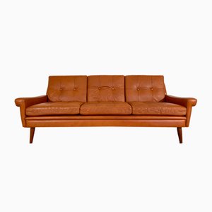 Canapé Vintage pour 3 Personnes en Cuir Cognac de Svend Skipper, Danemark, 1964