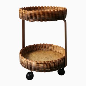 Mid-Century Danish Serving Trolley in Rattan & Metal, 1960s
