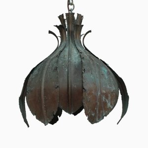 Lampada a sospensione brutalista vintage in ottone di Svend Aage Holm Sørensen, Danimarca, anni '60