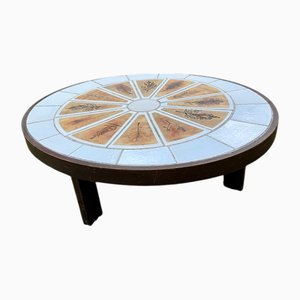 Table Basse Ovale en Céramique par Roger Capron, 1950s