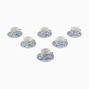 Blue Fluted Coffee Cups with Saucers from Royal Copenhagen, 1960s, Set of 12