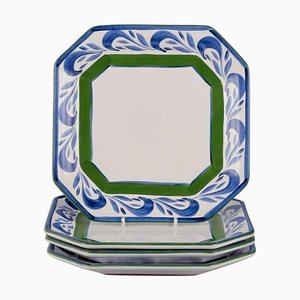 Square Ceramic Plates from Herend, Hungary, 1980s, Set of 4