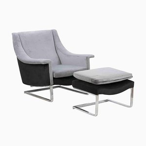Set of Armchair with Ottoman, Italy, 1970s