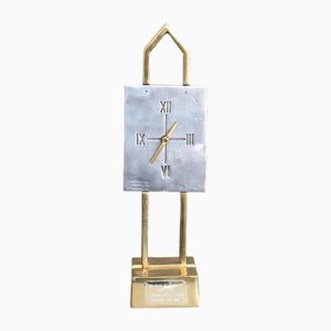 Aluminium and Brass Table Clock by David Marshall, 1990s