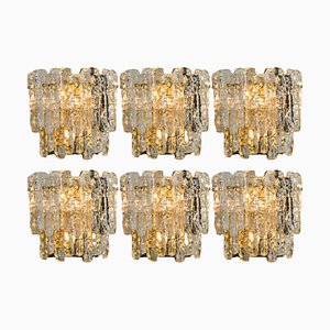 Wandlampen aus strukturiertem Eisglas von JT Kalmar für Kalmar, 1970er