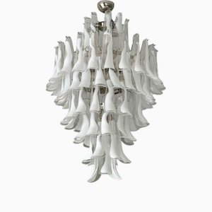 Murano Chandelier in White Glass from Mazzega
