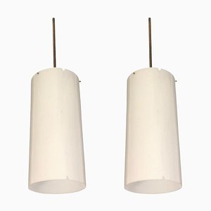 Dänische Opal Acryl Hängelampen von Erik Moller für Louis Poulsen, 1960er, 2er Set
