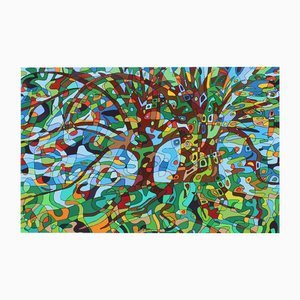 Albrecht Behmel, Two Trees, 2017, Acrylics & Ink on Canvas