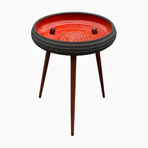 Mid-Century Modern Ceramic Flower Table with Teak Legs, 1963