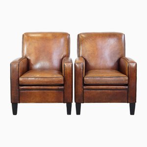 Fauteuils en Cuir de Mouton, Set de 2