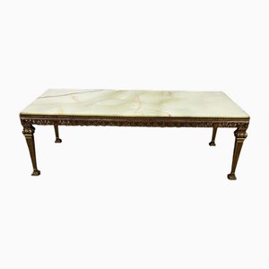 Mesa de salón de latón y mármol