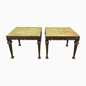 Brass and Marble Living Room Tables, Set of 2