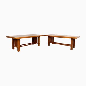 Set of Taliesin Wooden Table Set in Brown Cherry Wood by Frank Llyod Wright from Cassina