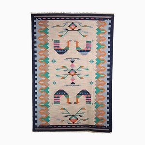 Antique Thin Knot Wool Rug, Poland