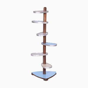 Mid-Century Flower Stand in Beech & Aluminium, 1950s