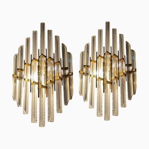 Italian Wall Lights in Glass Crystal and Murano from Venini, 1980, Set of 2