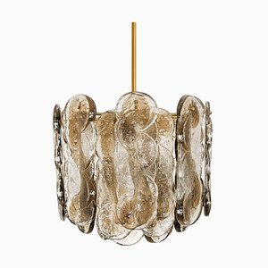 Large Chandeliers with Citrus Swirl Smoked Glass attributed to J. T. Kalmar for Kalmar, Austria, 1969