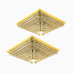 Gold-Plated Piramide Flush Mounts from Venini, Italy, 1970s