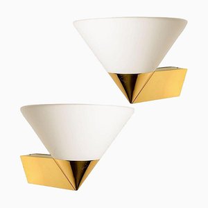 Large Modern Wall Lamps attributed to Glashütte Limburg, 1970s, Set of 2