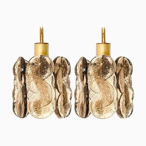 Small Citrus Swirl and Smoked Glass Pendants attributed to J. T. Kalmar for Kalmar, Austria, 1960s, Set of 2