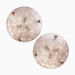 Large Textured Murano Glass Flush Mount or Wall Light attributed to Hillebrand, 1965