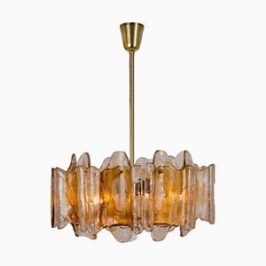 Hand-Blown Orange and Clear Murano Glass Chandelier attributed to Egon Hillebrand for Hille, 1970s