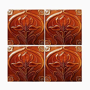 Art Nouveau Relief Tile from Societé Morialmé, 1930s