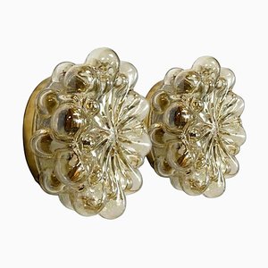 Amber Glass Wall Lights attributed to Helena Tynell for Glashütte Limburg, 1960s, Set of 2